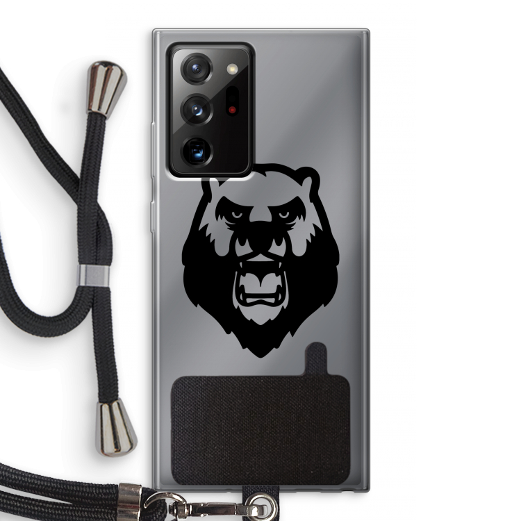 Angry Bear (black): Samsung Galaxy Note 20 Ultra / Note 20 Ultra 5G Transparant Hoesje met koord