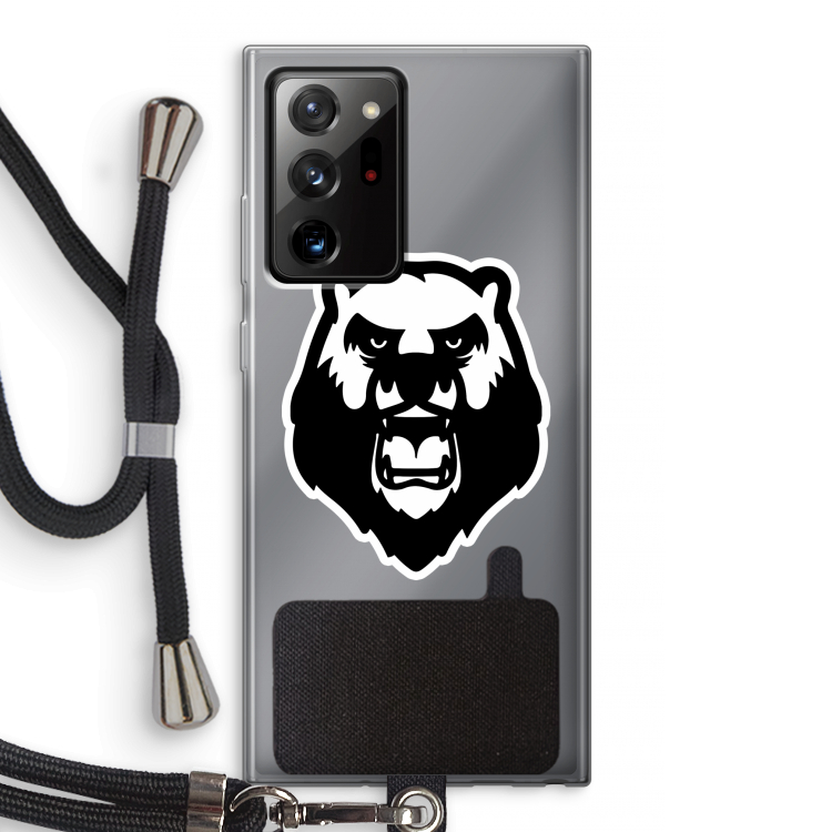 Angry Bear (white): Samsung Galaxy Note 20 Ultra / Note 20 Ultra 5G Transparant Hoesje met koord
