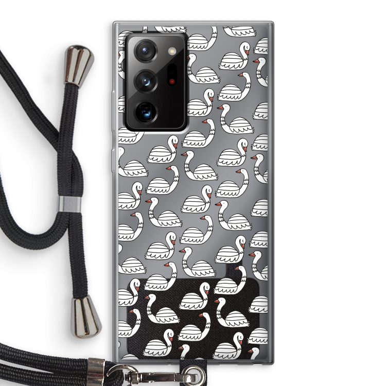 Zwanen: Samsung Galaxy Note 20 Ultra / Note 20 Ultra 5G Transparant Hoesje met koord
