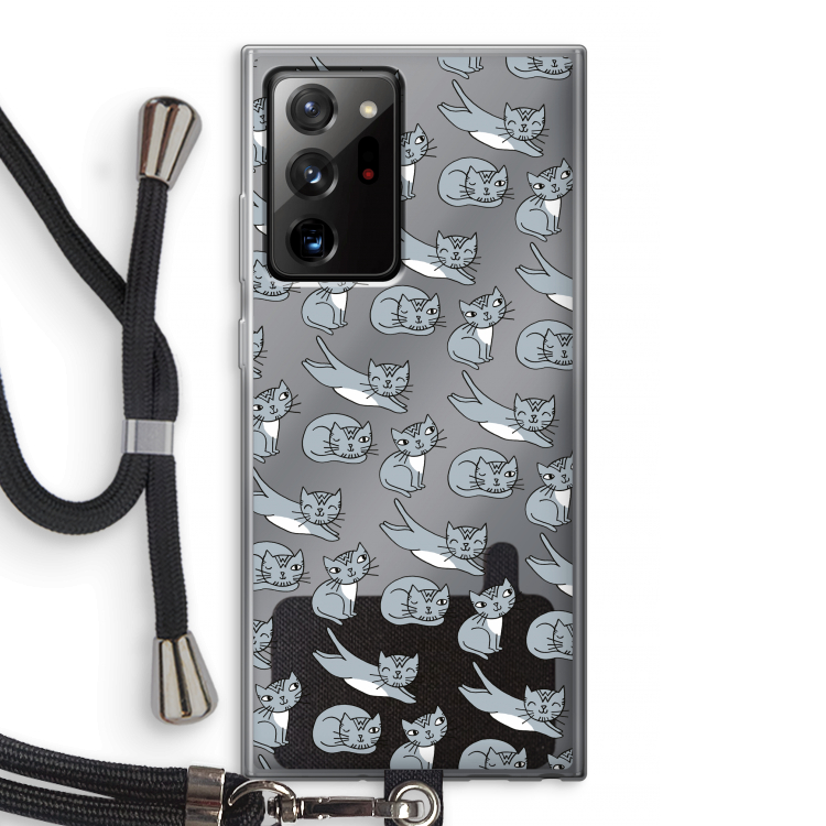 Poezen: Samsung Galaxy Note 20 Ultra / Note 20 Ultra 5G Transparant Hoesje met koord