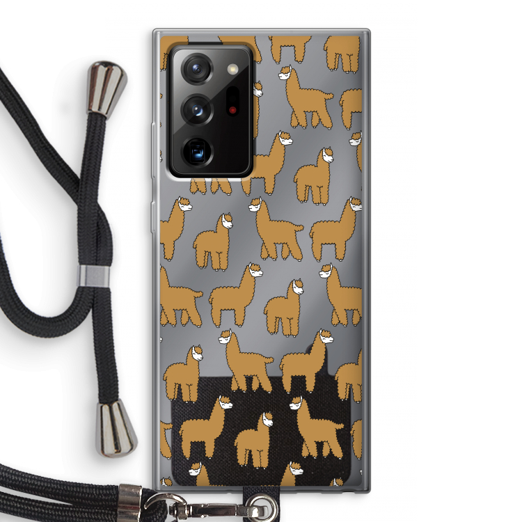 Alpacas: Samsung Galaxy Note 20 Ultra / Note 20 Ultra 5G Transparant Hoesje met koord