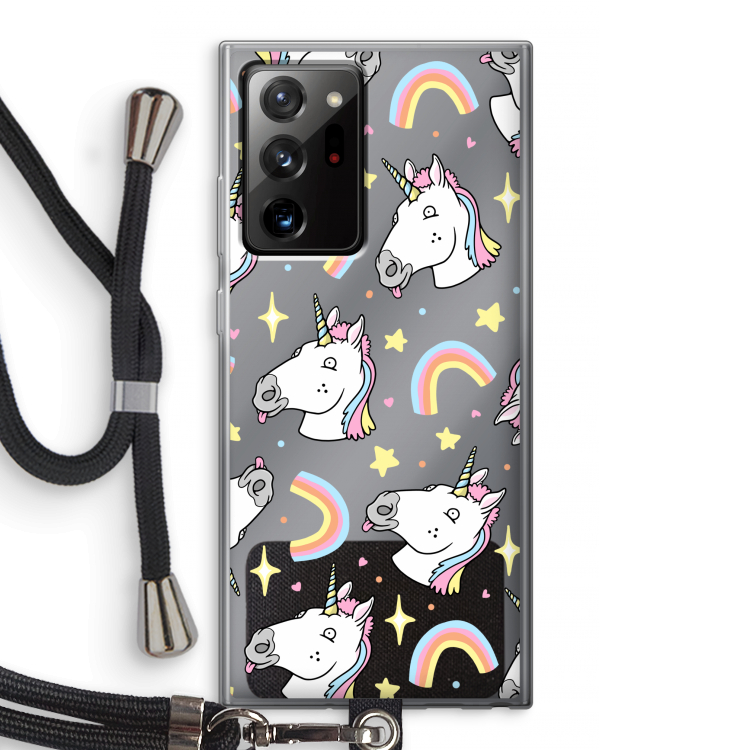 Rainbow Unicorn: Samsung Galaxy Note 20 Ultra / Note 20 Ultra 5G Transparant Hoesje met koord