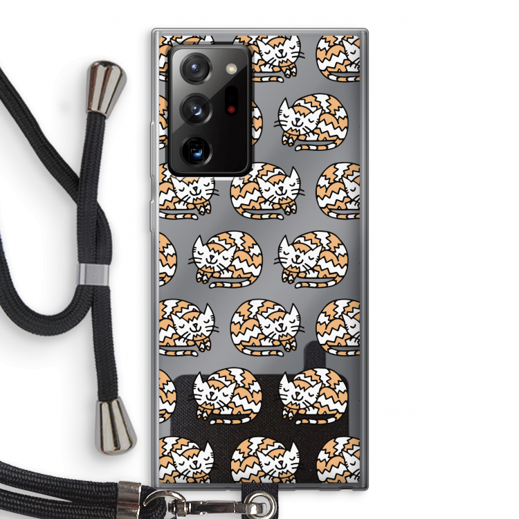 Slapende poes: Samsung Galaxy Note 20 Ultra / Note 20 Ultra 5G Transparant Hoesje met koord