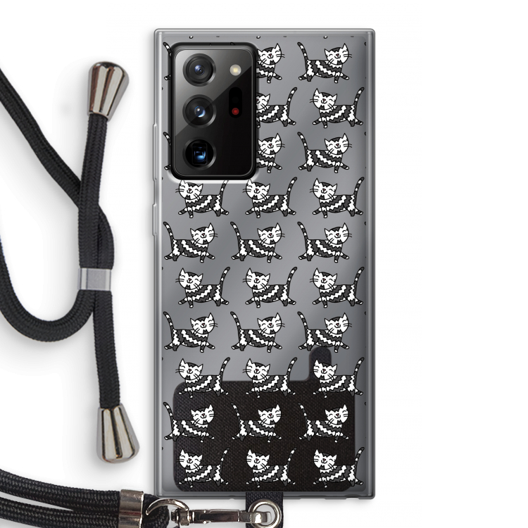 Zwarte poes: Samsung Galaxy Note 20 Ultra / Note 20 Ultra 5G Transparant Hoesje met koord