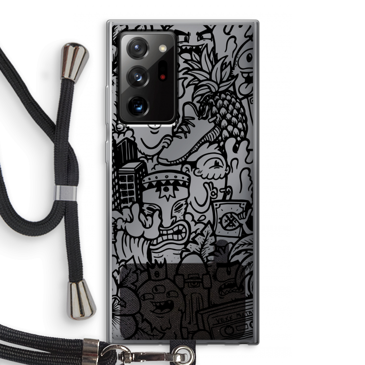 Vexx Black Mixtape: Samsung Galaxy Note 20 Ultra / Note 20 Ultra 5G Transparant Hoesje met koord