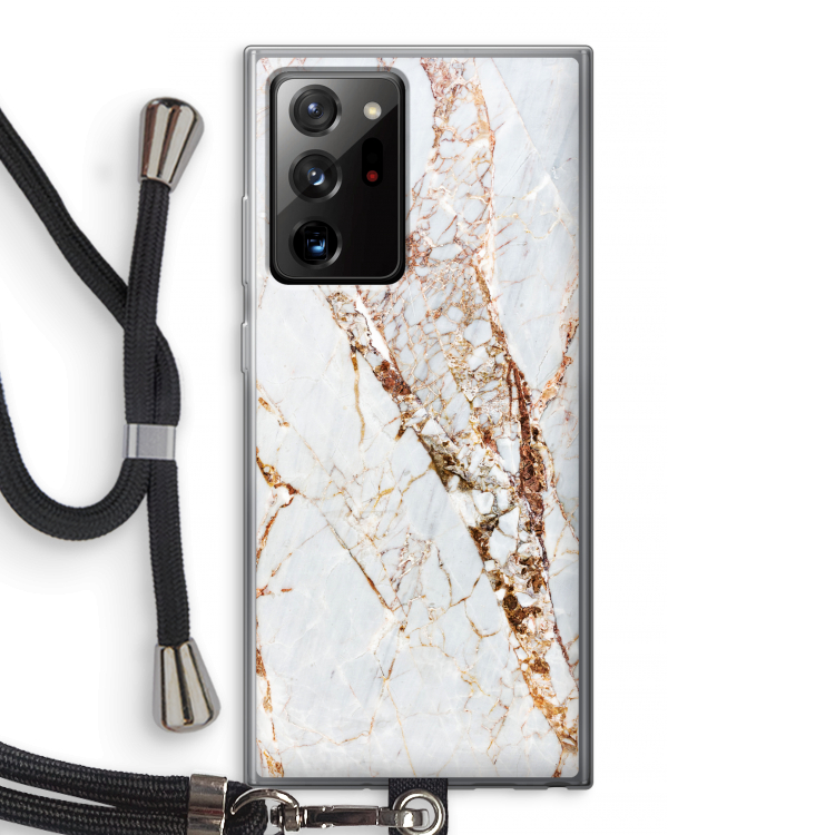 Goud marmer: Samsung Galaxy Note 20 Ultra / Note 20 Ultra 5G Transparant Hoesje met koord