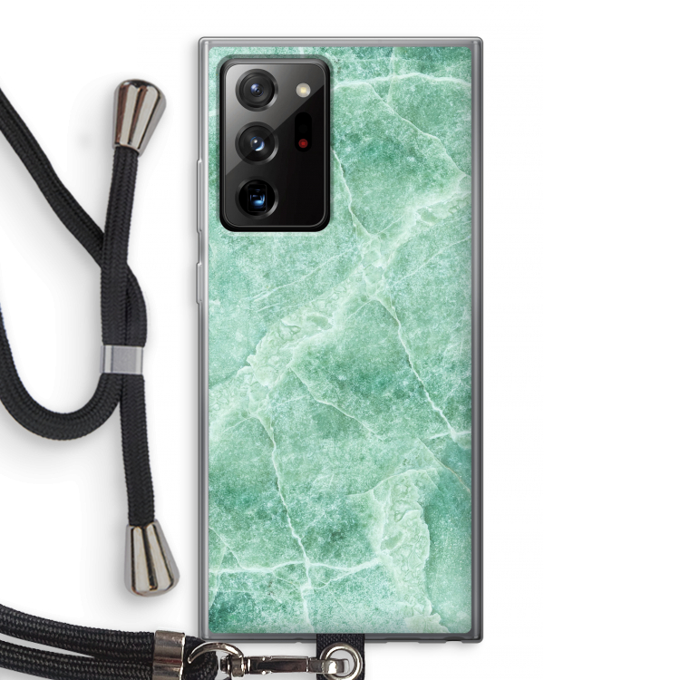 Groen marmer: Samsung Galaxy Note 20 Ultra / Note 20 Ultra 5G Transparant Hoesje met koord