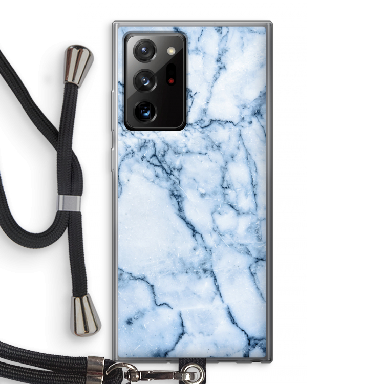 Blauw marmer: Samsung Galaxy Note 20 Ultra / Note 20 Ultra 5G Transparant Hoesje met koord