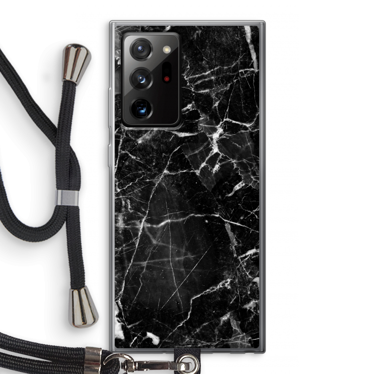 Zwart Marmer 2: Samsung Galaxy Note 20 Ultra / Note 20 Ultra 5G Transparant Hoesje met koord