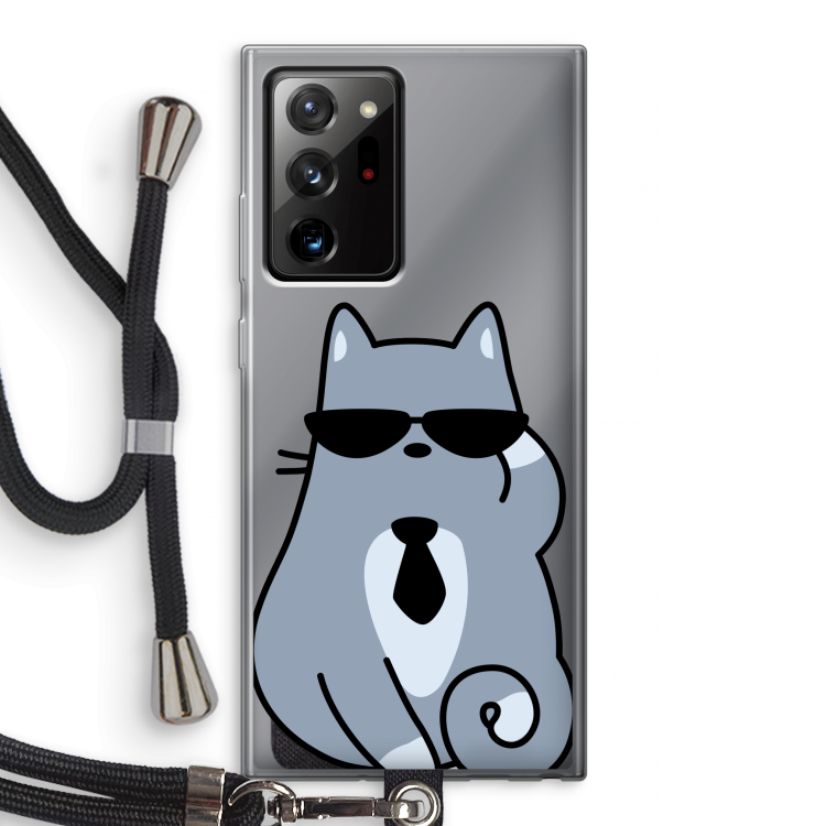 Cool cat: Samsung Galaxy Note 20 Ultra / Note 20 Ultra 5G Transparant Hoesje met koord