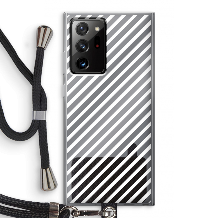 Strepen zwart-wit: Samsung Galaxy Note 20 Ultra / Note 20 Ultra 5G Transparant Hoesje met koord