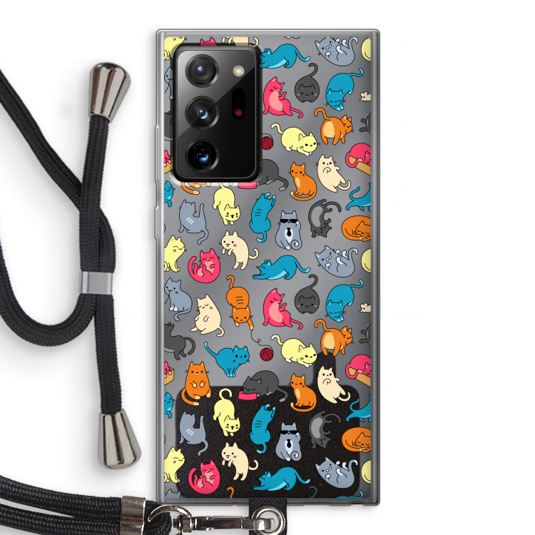 Kleurrijke katten: Samsung Galaxy Note 20 Ultra / Note 20 Ultra 5G Transparant Hoesje met koord