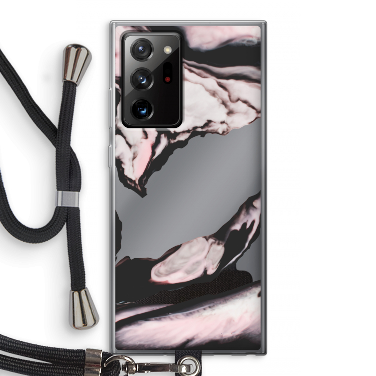 Roze stroom: Samsung Galaxy Note 20 Ultra / Note 20 Ultra 5G Transparant Hoesje met koord