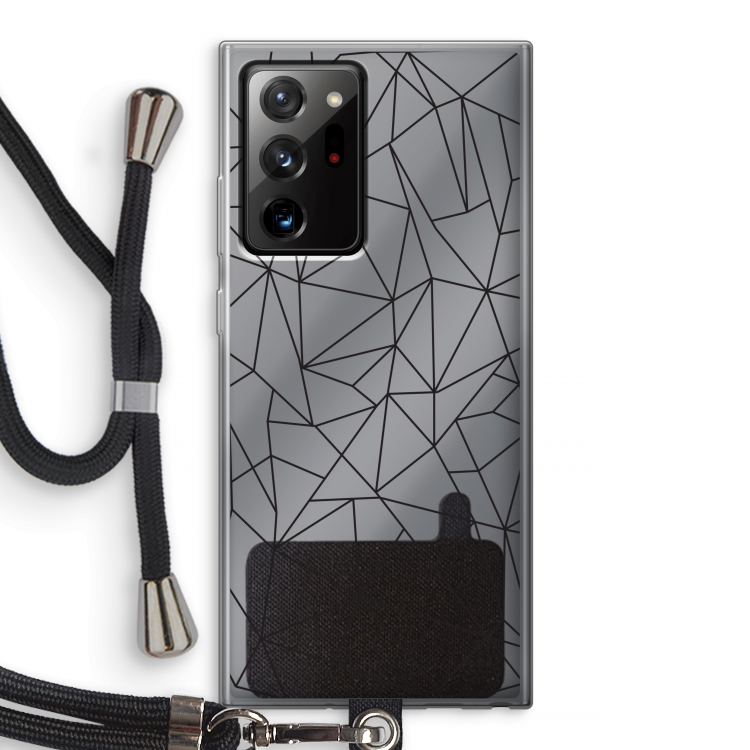 Geometrische lijnen zwart: Samsung Galaxy Note 20 Ultra / Note 20 Ultra 5G Transparant Hoesje met koord