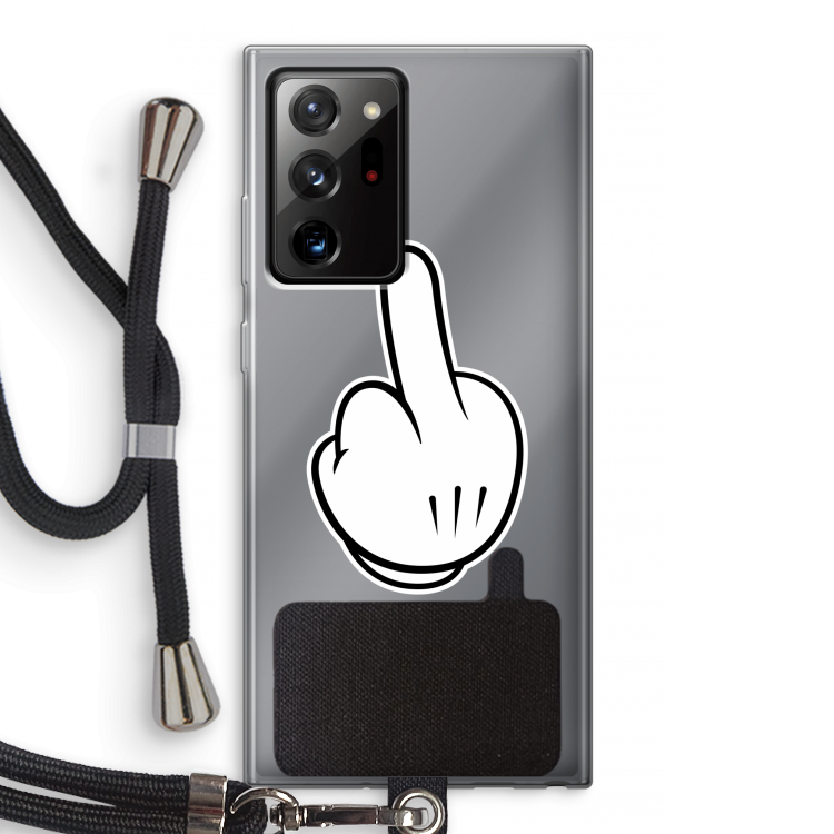 Middle finger black: Samsung Galaxy Note 20 Ultra / Note 20 Ultra 5G Transparant Hoesje met koord