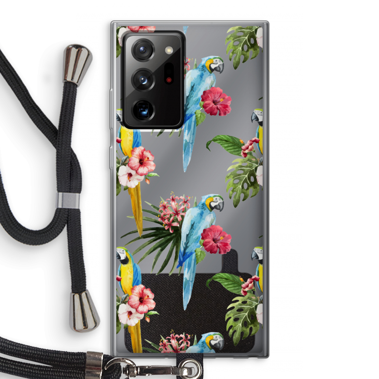 Kleurrijke papegaaien: Samsung Galaxy Note 20 Ultra / Note 20 Ultra 5G Transparant Hoesje met koord