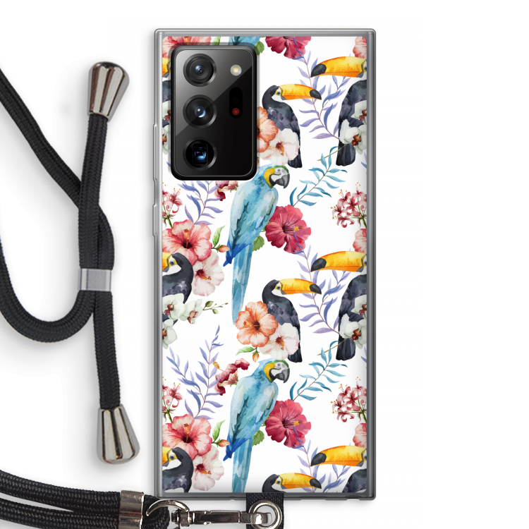 Bloemen tukan: Samsung Galaxy Note 20 Ultra / Note 20 Ultra 5G Transparant Hoesje met koord