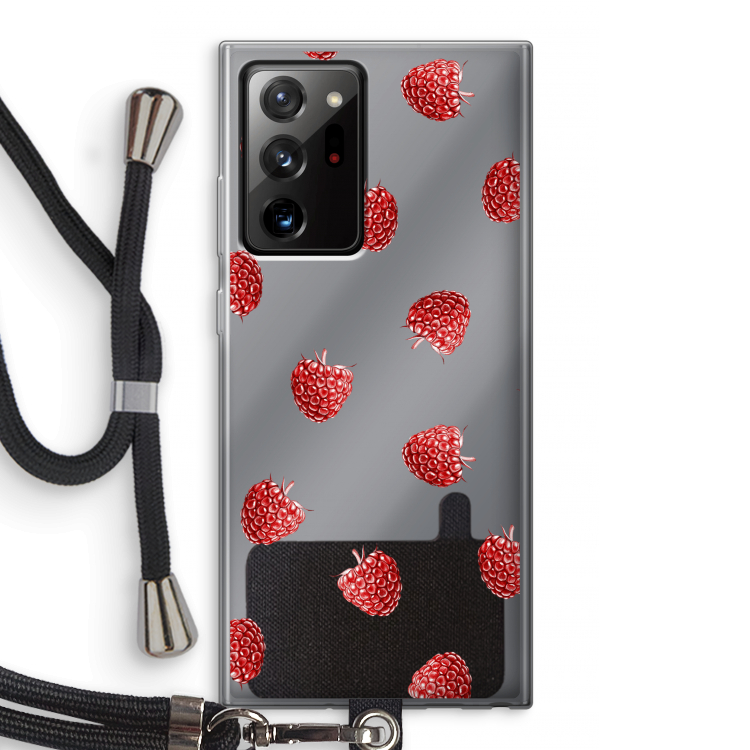 Framboosjes: Samsung Galaxy Note 20 Ultra / Note 20 Ultra 5G Transparant Hoesje met koord