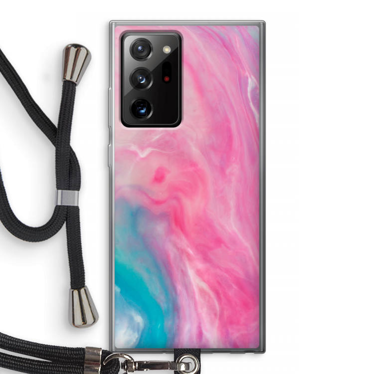 Roze explosie: Samsung Galaxy Note 20 Ultra / Note 20 Ultra 5G Transparant Hoesje met koord