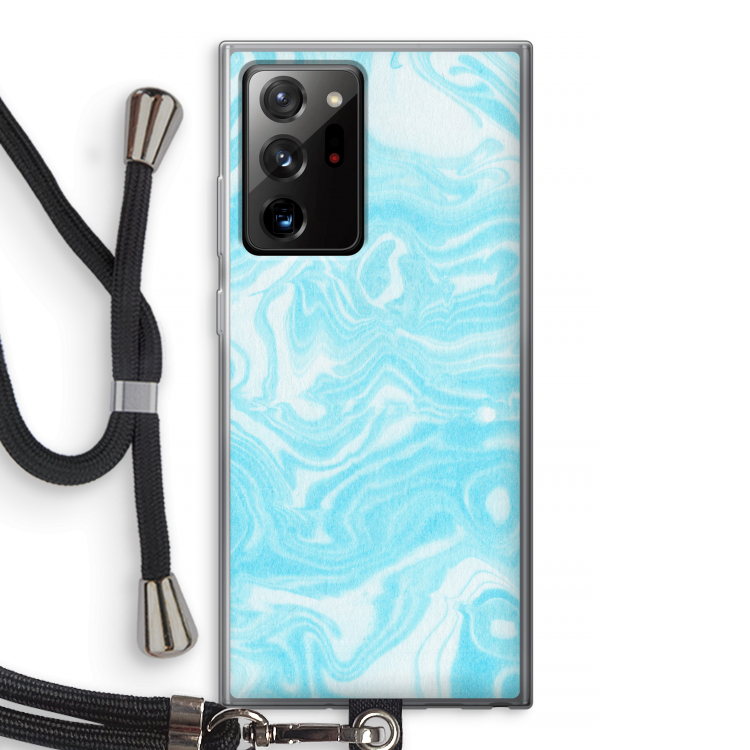 Waterverf blauw: Samsung Galaxy Note 20 Ultra / Note 20 Ultra 5G Transparant Hoesje met koord