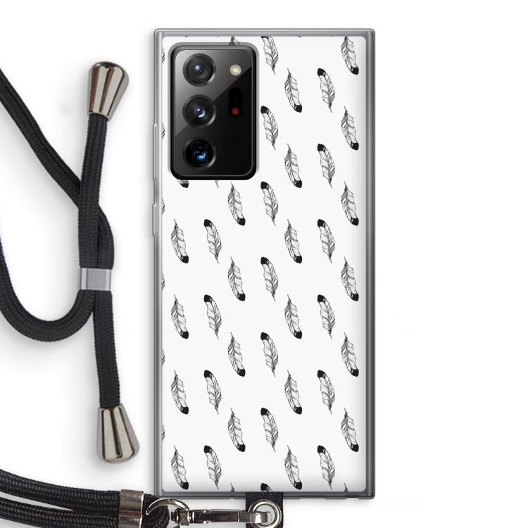 Pluimen: Samsung Galaxy Note 20 Ultra / Note 20 Ultra 5G Transparant Hoesje met koord