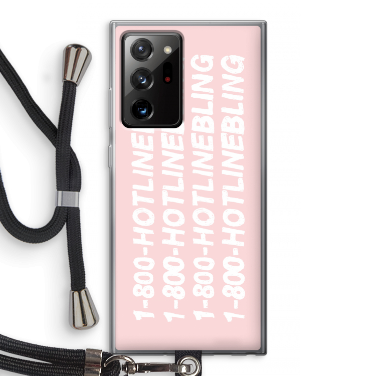 Hotline bling pink: Samsung Galaxy Note 20 Ultra / Note 20 Ultra 5G Transparant Hoesje met koord