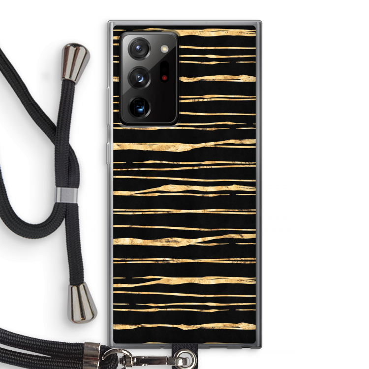 Gouden strepen: Samsung Galaxy Note 20 Ultra / Note 20 Ultra 5G Transparant Hoesje met koord