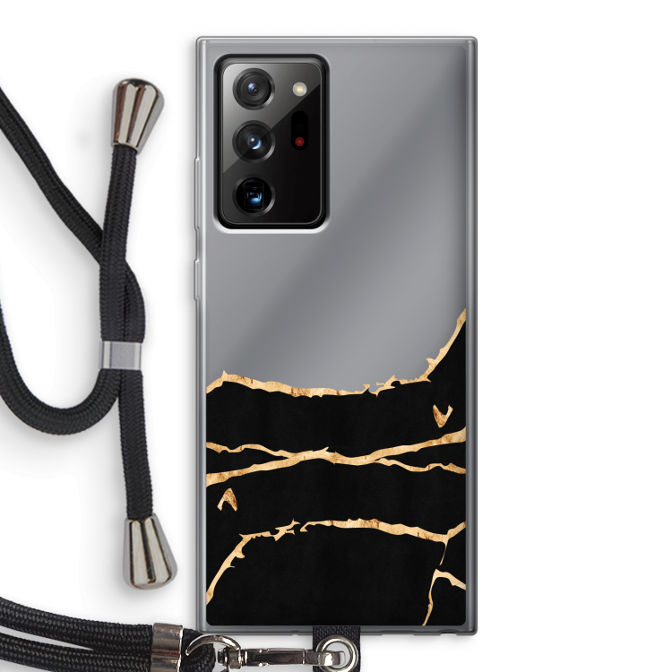 Gouden marmer: Samsung Galaxy Note 20 Ultra / Note 20 Ultra 5G Transparant Hoesje met koord