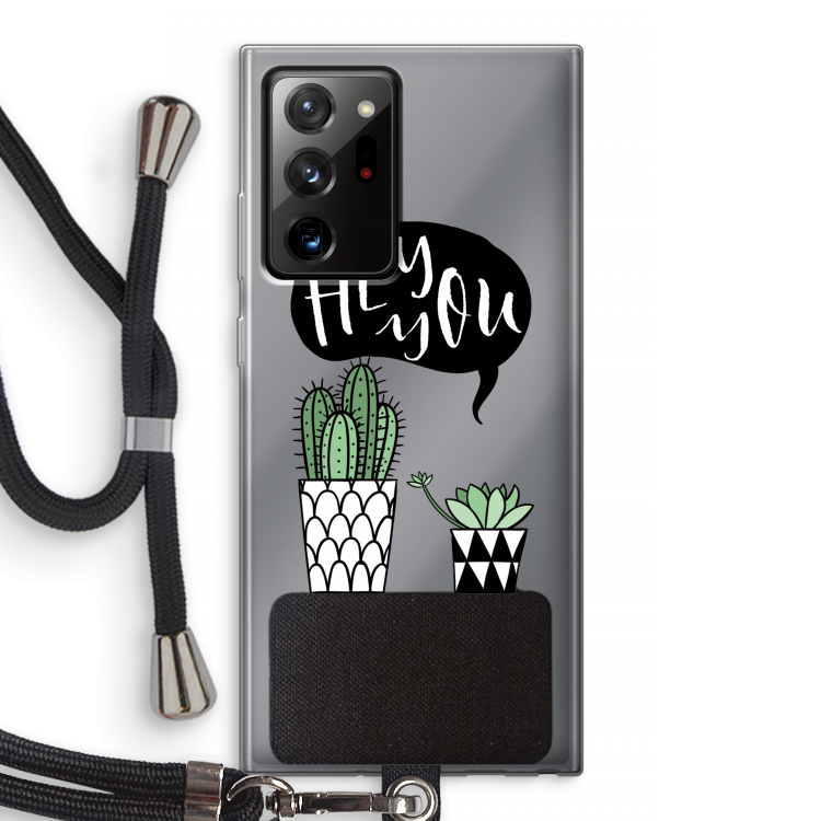Hey you cactus: Samsung Galaxy Note 20 Ultra / Note 20 Ultra 5G Transparant Hoesje met koord