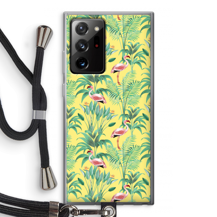 Flamingo party: Samsung Galaxy Note 20 Ultra / Note 20 Ultra 5G Transparant Hoesje met koord