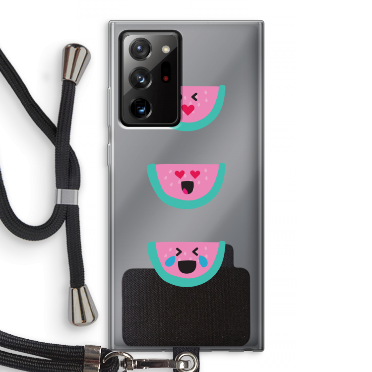 Smiley watermeloen: Samsung Galaxy Note 20 Ultra / Note 20 Ultra 5G Transparant Hoesje met koord