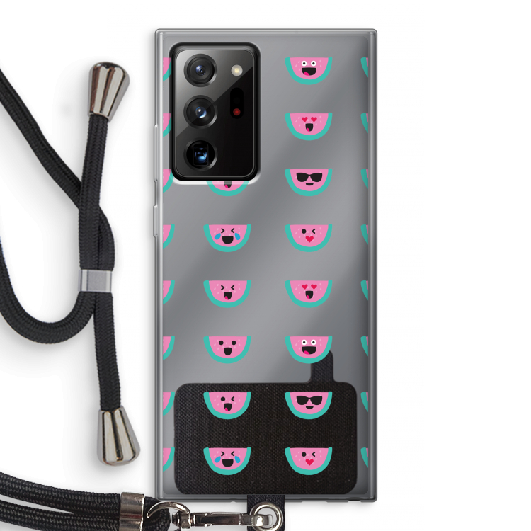 Smiley watermeloenprint: Samsung Galaxy Note 20 Ultra / Note 20 Ultra 5G Transparant Hoesje met koord