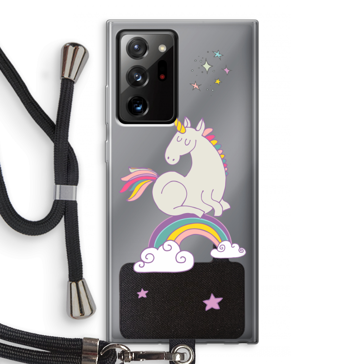 Regenboog eenhoorn: Samsung Galaxy Note 20 Ultra / Note 20 Ultra 5G Transparant Hoesje met koord
