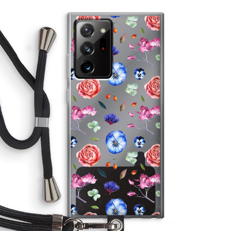 Bloemetjes: Samsung Galaxy Note 20 Ultra / Note 20 Ultra 5G Transparant Hoesje met koord