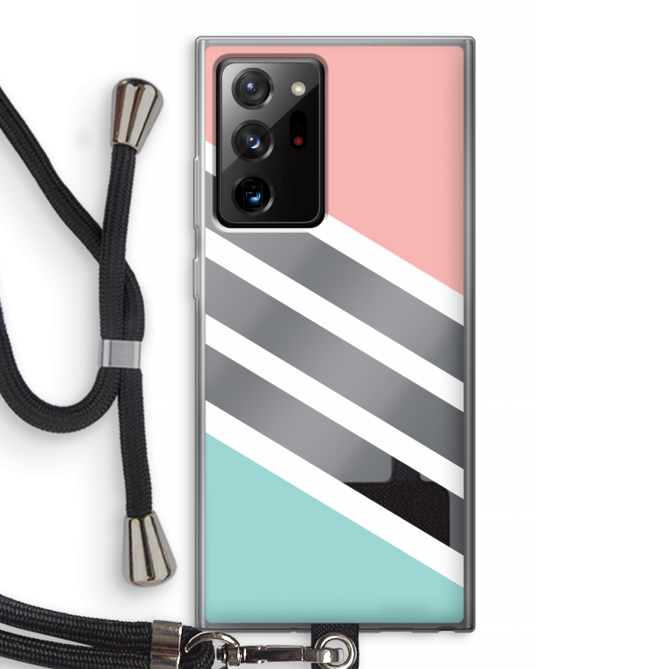 Strepen pastel: Samsung Galaxy Note 20 Ultra / Note 20 Ultra 5G Transparant Hoesje met koord