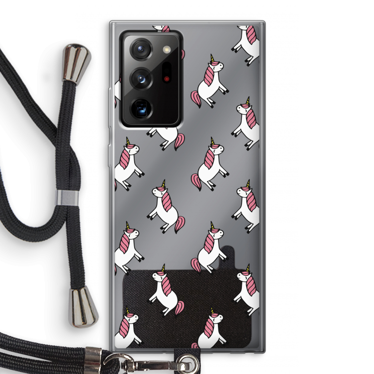 Eenhoorns overal: Samsung Galaxy Note 20 Ultra / Note 20 Ultra 5G Transparant Hoesje met koord