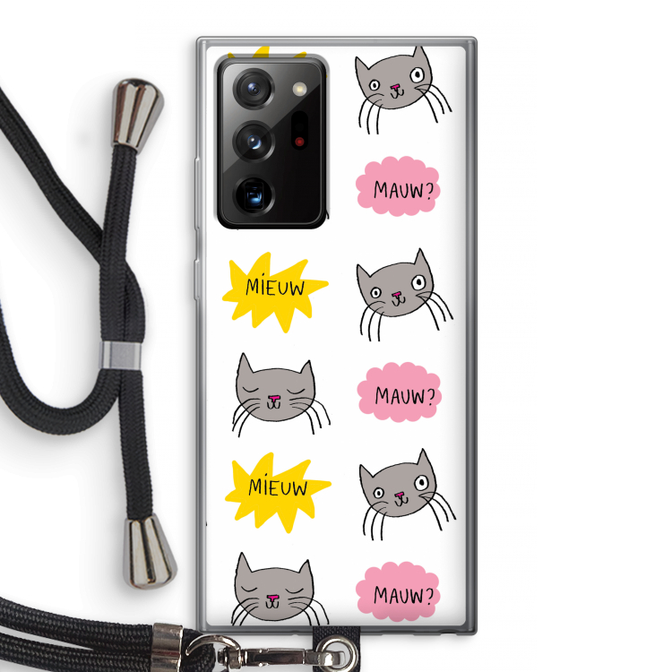Meow: Samsung Galaxy Note 20 Ultra / Note 20 Ultra 5G Transparant Hoesje met koord