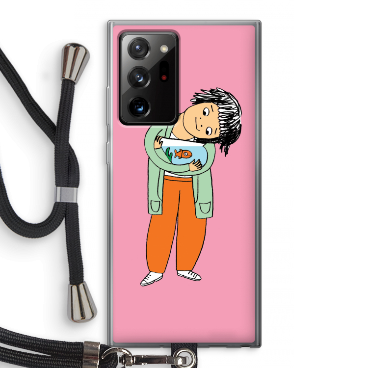 Visknuffel: Samsung Galaxy Note 20 Ultra / Note 20 Ultra 5G Transparant Hoesje met koord