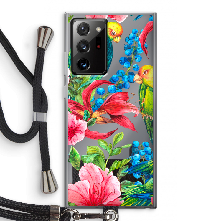 Papegaaien: Samsung Galaxy Note 20 Ultra / Note 20 Ultra 5G Transparant Hoesje met koord