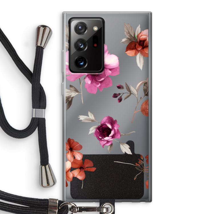 Geschilderde bloemen: Samsung Galaxy Note 20 Ultra / Note 20 Ultra 5G Transparant Hoesje met koord