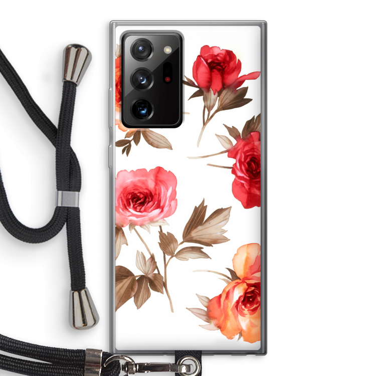 Roosjes: Samsung Galaxy Note 20 Ultra / Note 20 Ultra 5G Transparant Hoesje met koord