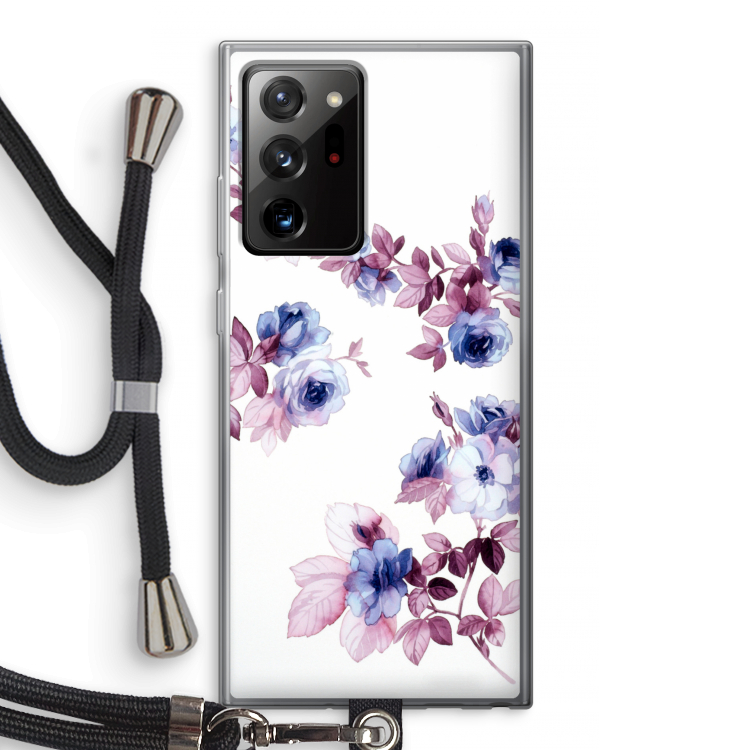 Waterverf bloemen: Samsung Galaxy Note 20 Ultra / Note 20 Ultra 5G Transparant Hoesje met koord