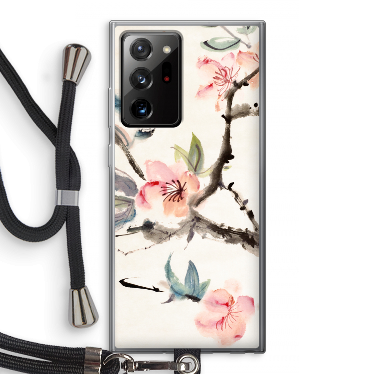 Japanse bloemen: Samsung Galaxy Note 20 Ultra / Note 20 Ultra 5G Transparant Hoesje met koord