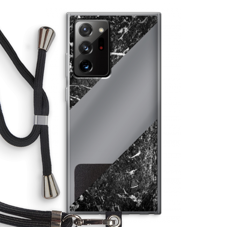 Zwart marmer: Samsung Galaxy Note 20 Ultra / Note 20 Ultra 5G Transparant Hoesje met koord
