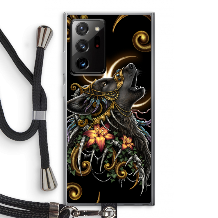 Huilende Wolf: Samsung Galaxy Note 20 Ultra / Note 20 Ultra 5G Transparant Hoesje met koord