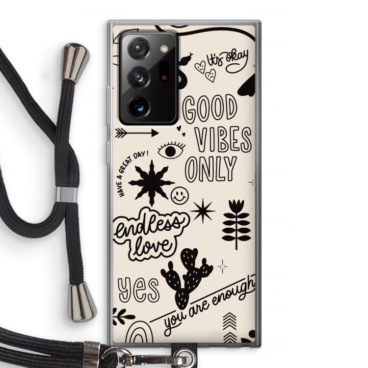 Good vibes: Samsung Galaxy Note 20 Ultra / Note 20 Ultra 5G Transparant Hoesje met koord