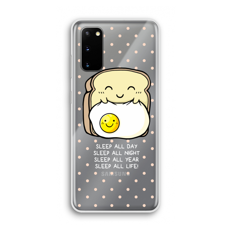 Sleep All Day: Samsung Galaxy S20 Transparant Hoesje