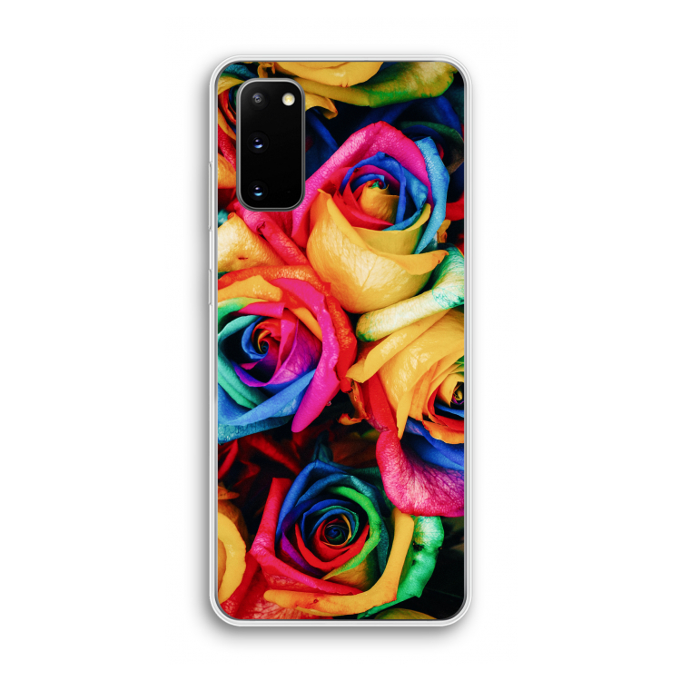 Neon bloemen: Samsung Galaxy S20 Transparant Hoesje