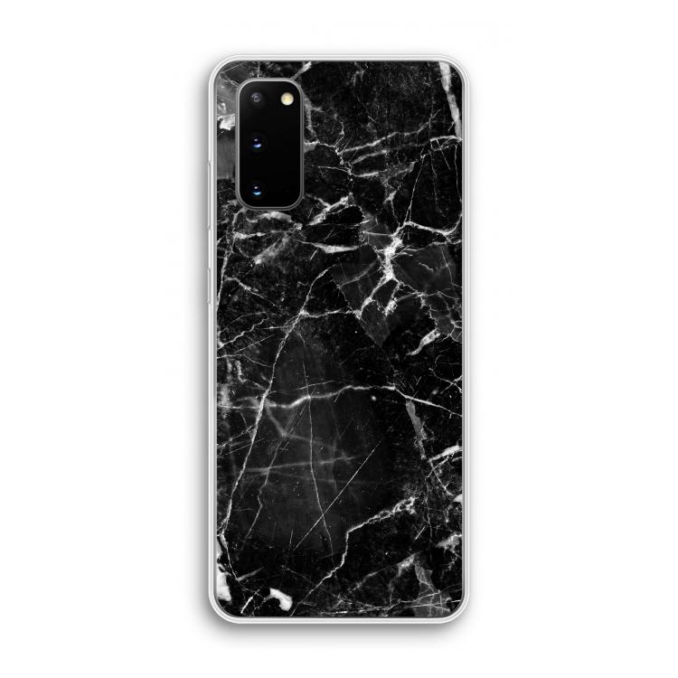 Zwart Marmer 2: Samsung Galaxy S20 Transparant Hoesje