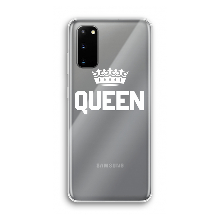 Queen zwart: Samsung Galaxy S20 Transparant Hoesje